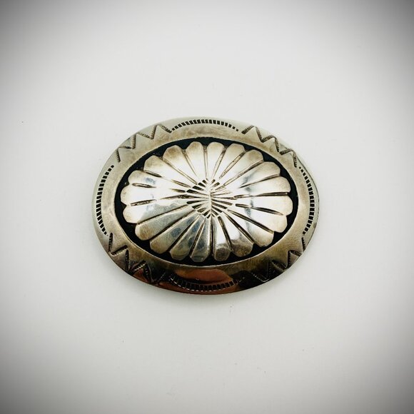 JB Navajo Sterling Silver Small Concho Belt Buckle 2" x 1.5" 12g - Picture 1 of 3
